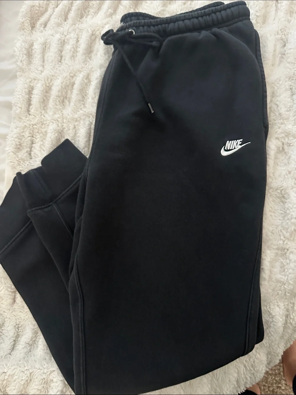 Nike Black Jogger Sweatpants with White Swoosh Logo
